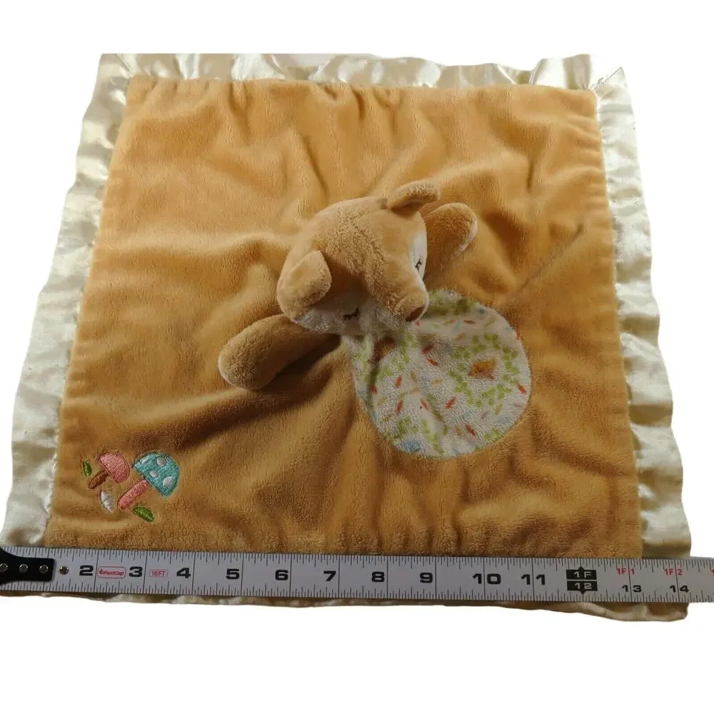 Douglas Baby Fox Lovey Security Blanket Woodland Mushrooms Satin Trim Blankie